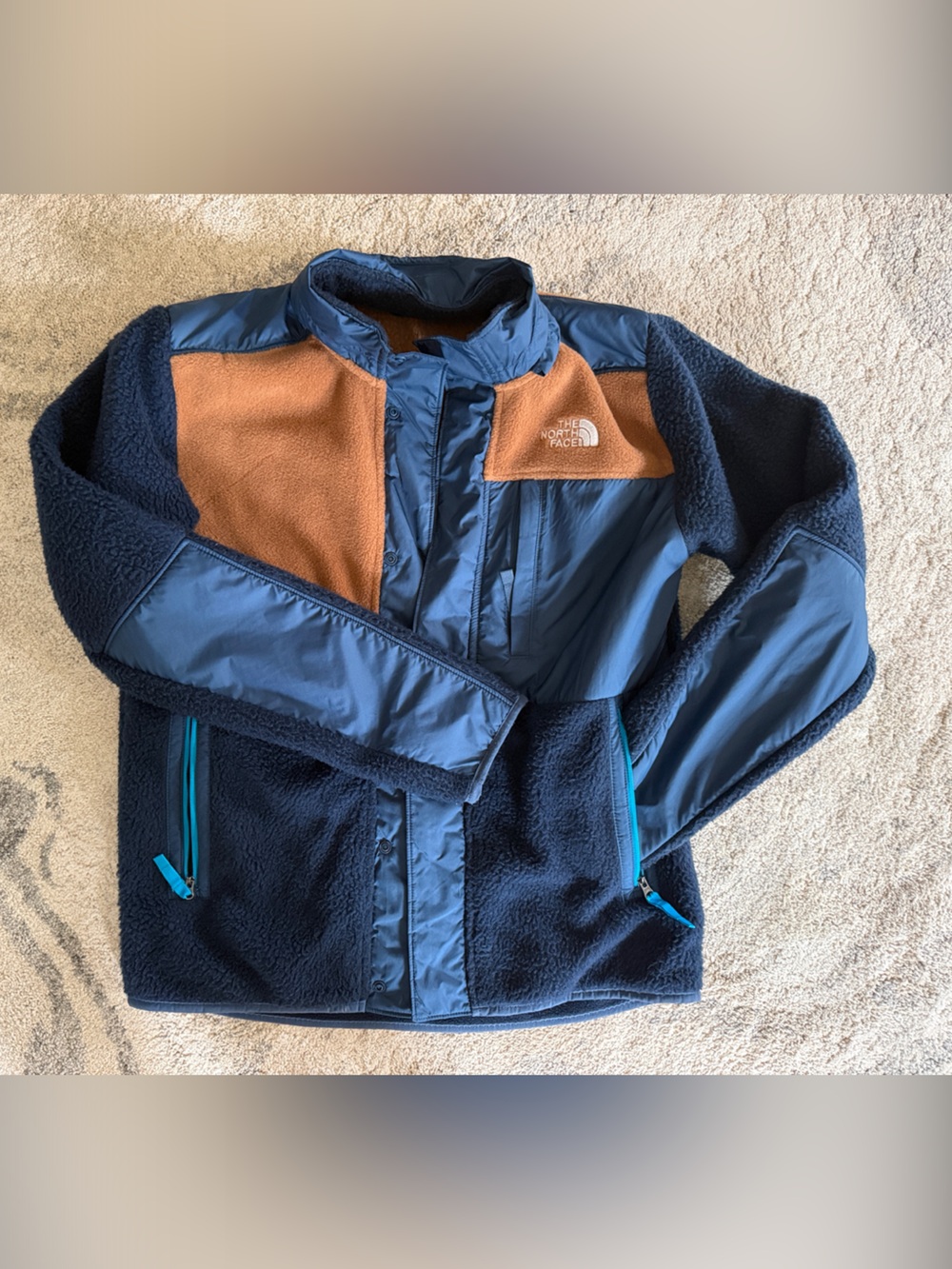 The North Face Kids Navy and Rust Fleece Jacket